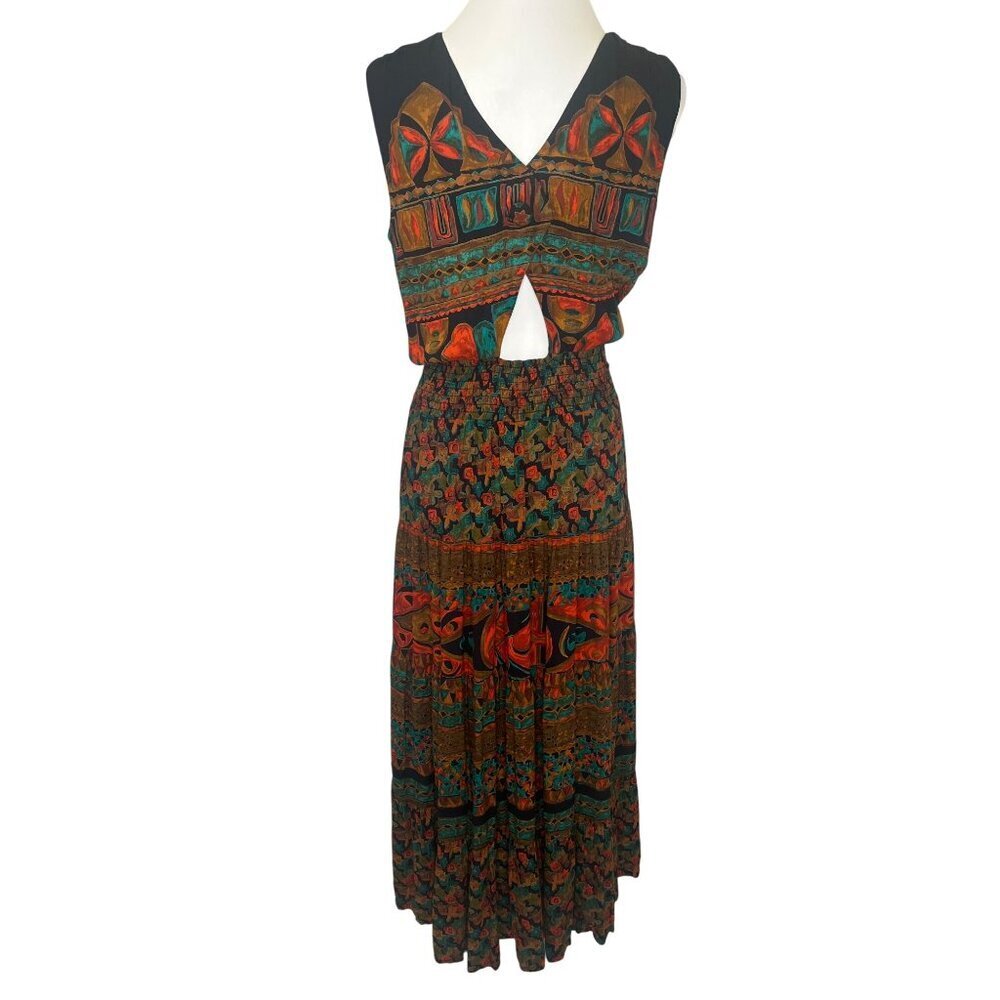 Carole LIttle Tribal Aztec Vintage Maxi Dress Ladies Size Large Sleeveless - Picture 2 of 9